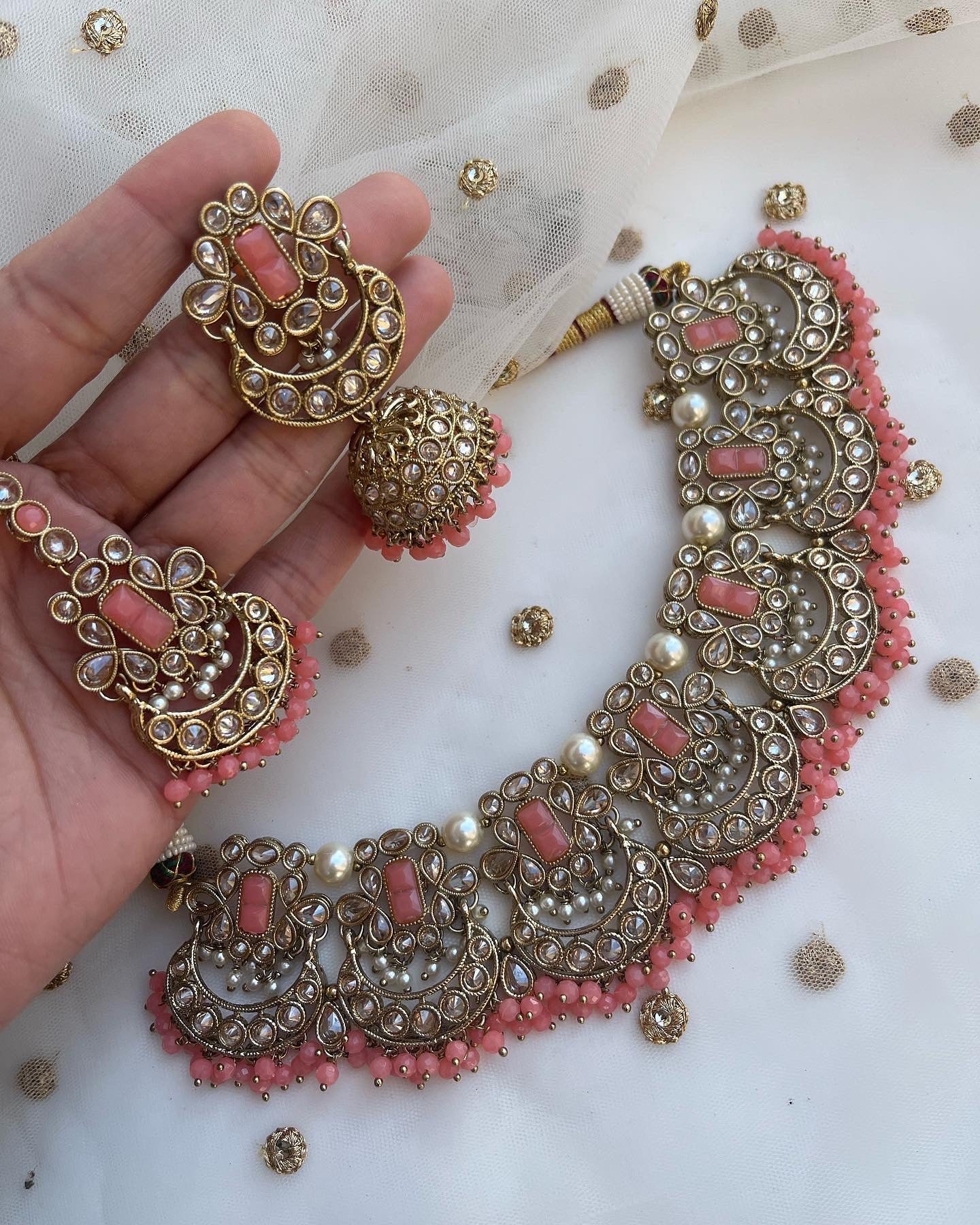 High quality polki necklaces with earrings