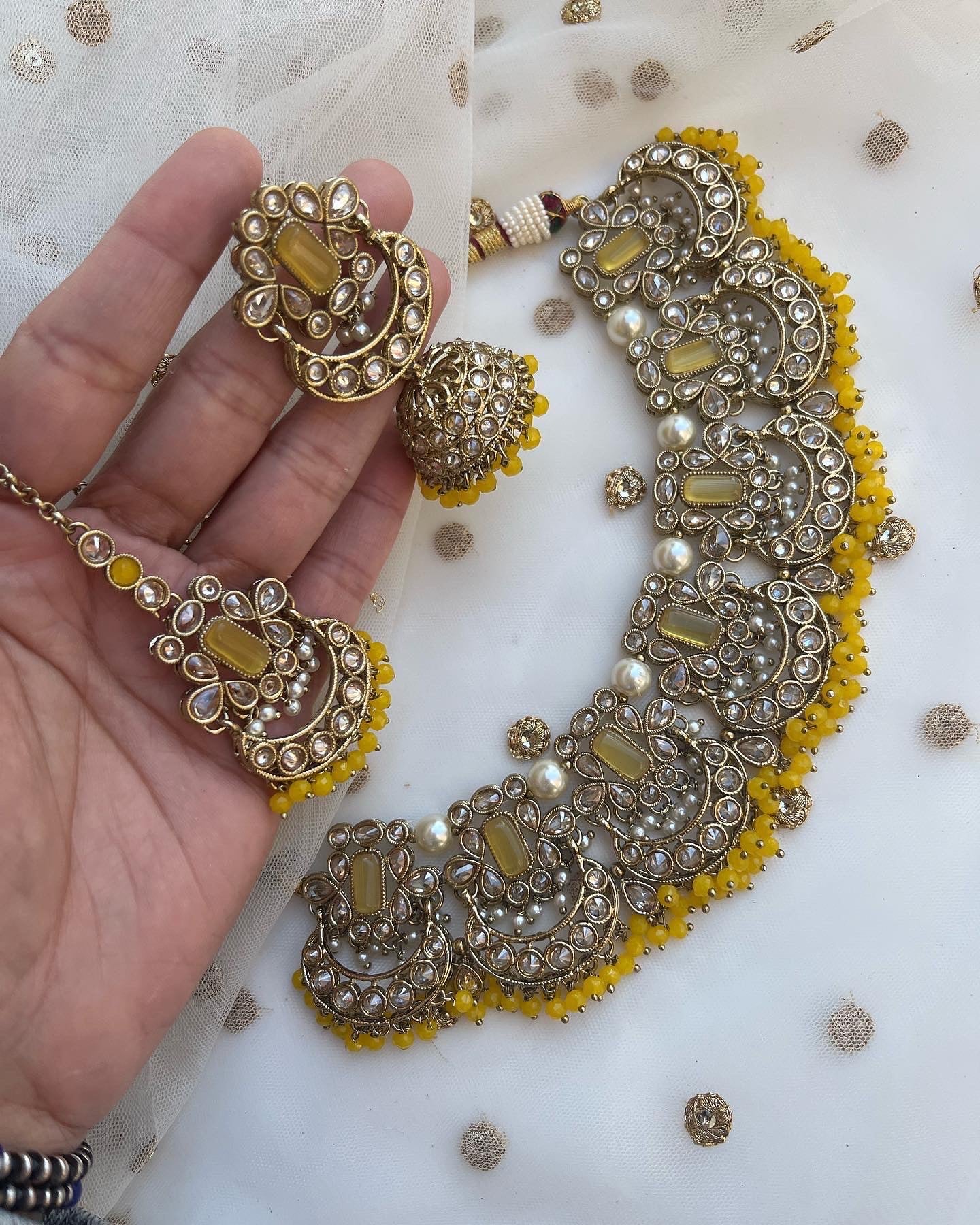 High quality polki necklaces with earrings