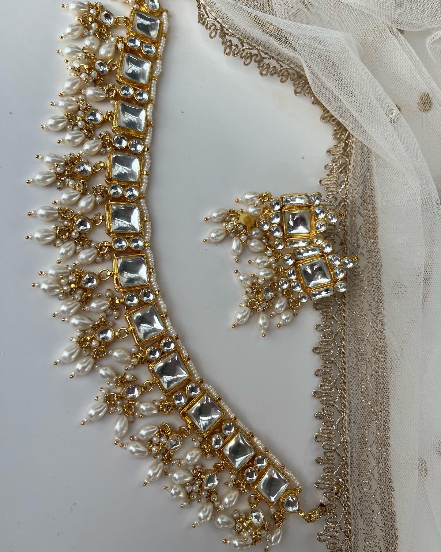High quality gold plated pachi kundan necklace with earrings