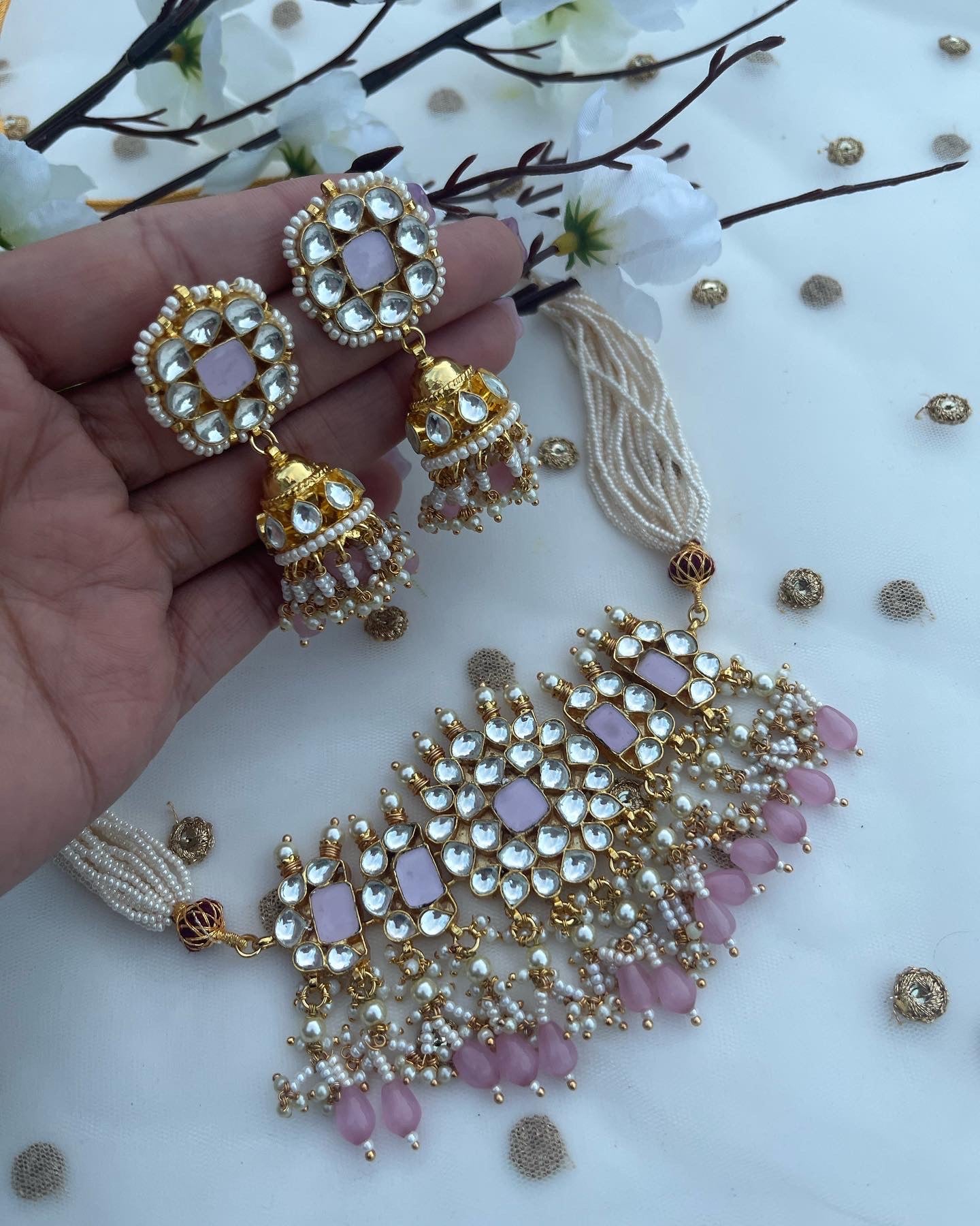 pachi kundan set with earrings (gold plated)