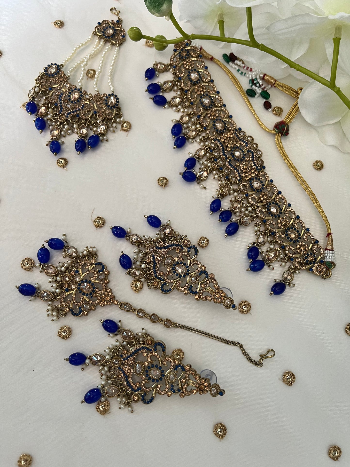 Pakistani necklace set with earring, tikka with jhoomar