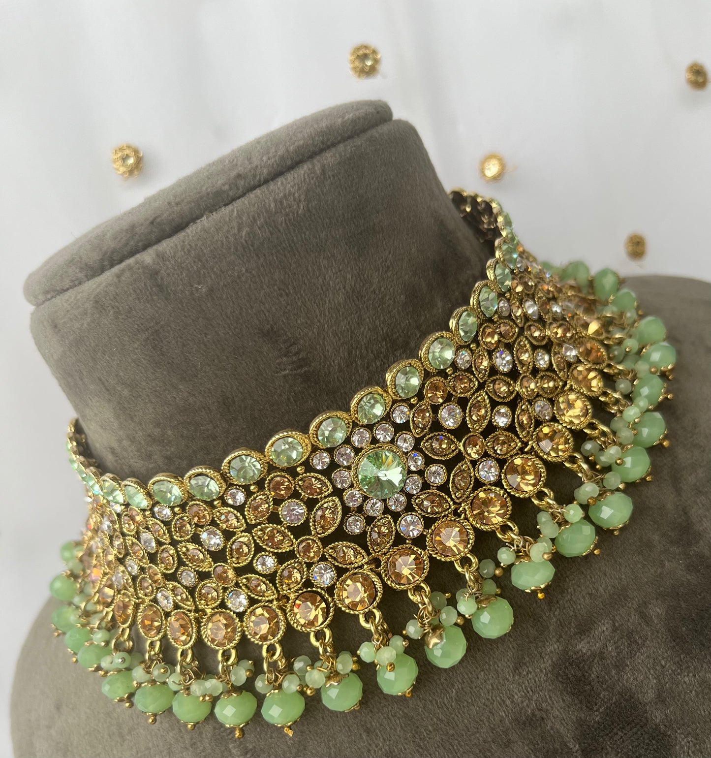 Pakistani necklace set with earring, tikka with jhoomar