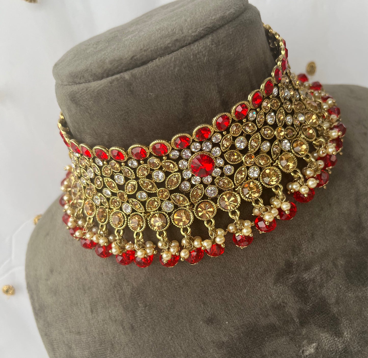 Pakistani necklace set with earring, tikka with jhoomar