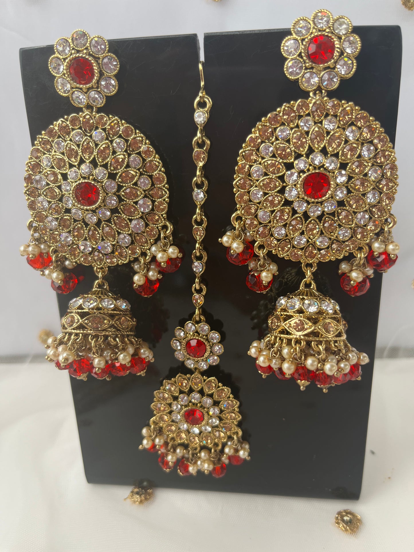Pakistani necklace set with earring, tikka with jhoomar