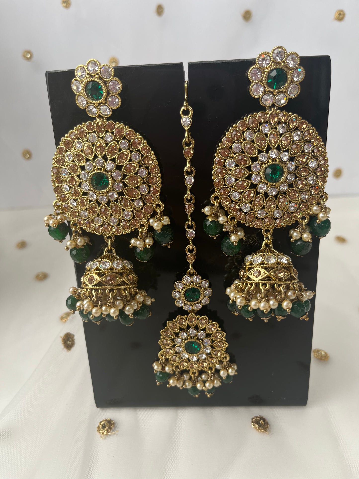Pakistani necklace set with earring, tikka with jhoomar