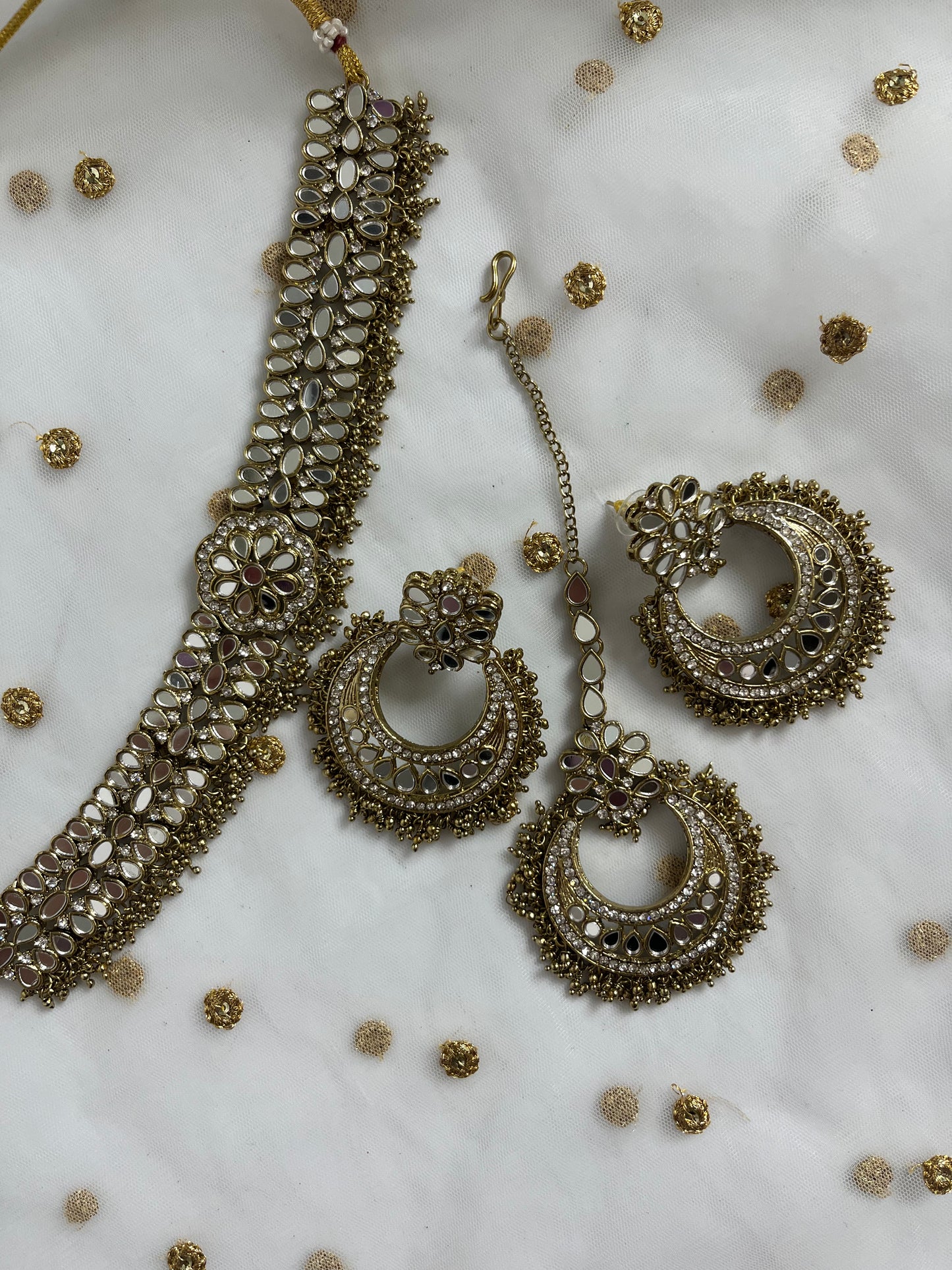 Mirror sets with earring and tikka
